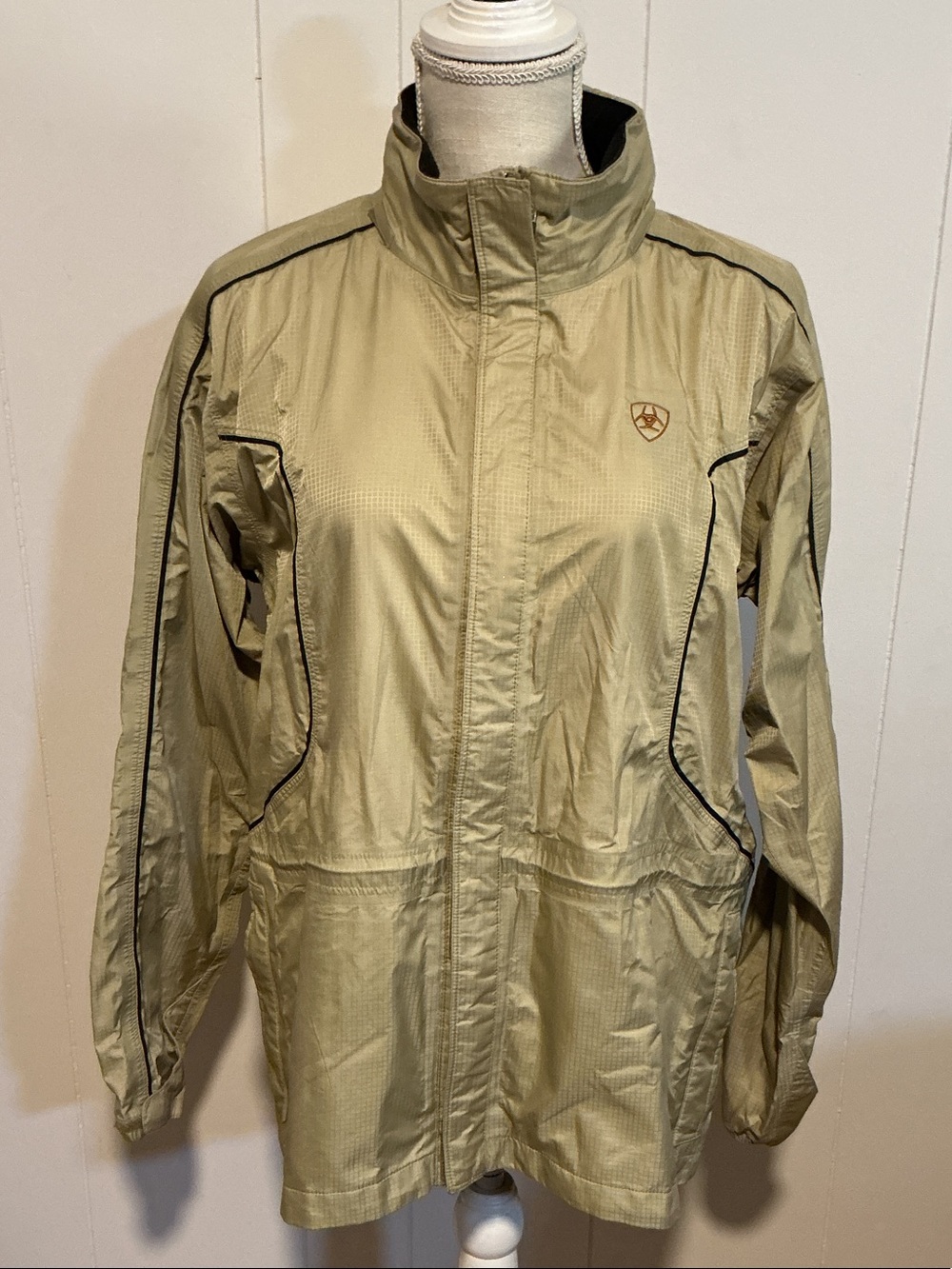 Ariat Light Olive Men's Raincoat with Black Piping